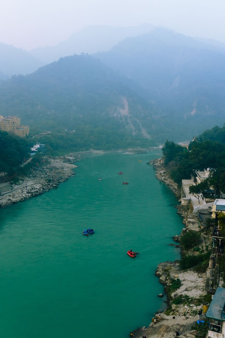 serene view of ganges river in rishikesh