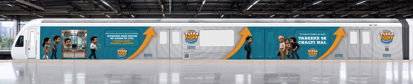 Union Mutual Fund has taken its ‘Tukka Nahi, Tareeka Chahiye’ investor awareness campaign to Mumbai Metro Line 1, between Ghatkopar and Versova.