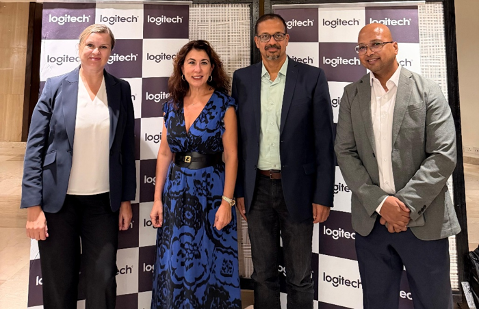 From left to right: Polina Anokhina, IMEA (India Middle East Africa) Region Director at Logitech; Delphine Donné, VP and General Manager of Personal Work Solutions at Logitech; Sree Chenincherry, Chief Supply Chain Operations Officer at Logitech; Manoj Sahay, Country Head, Logitech India